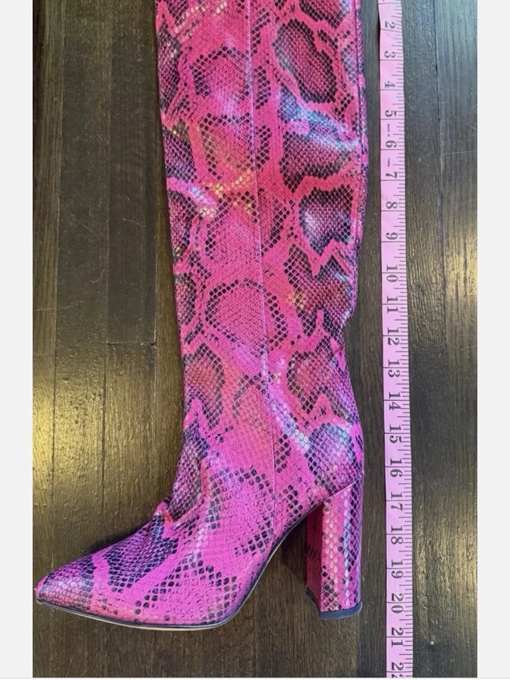 Paris Texas Red Snake-Print Over-the-Knee Boots